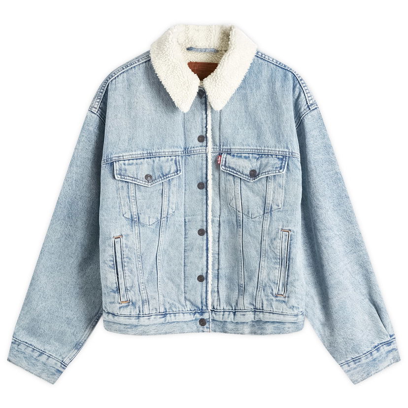 Bunda Levi's Women's Denim Sherpa Trucker Jacket in Blue, Size X-Small | END. Clothing Modrá | A4435-0010