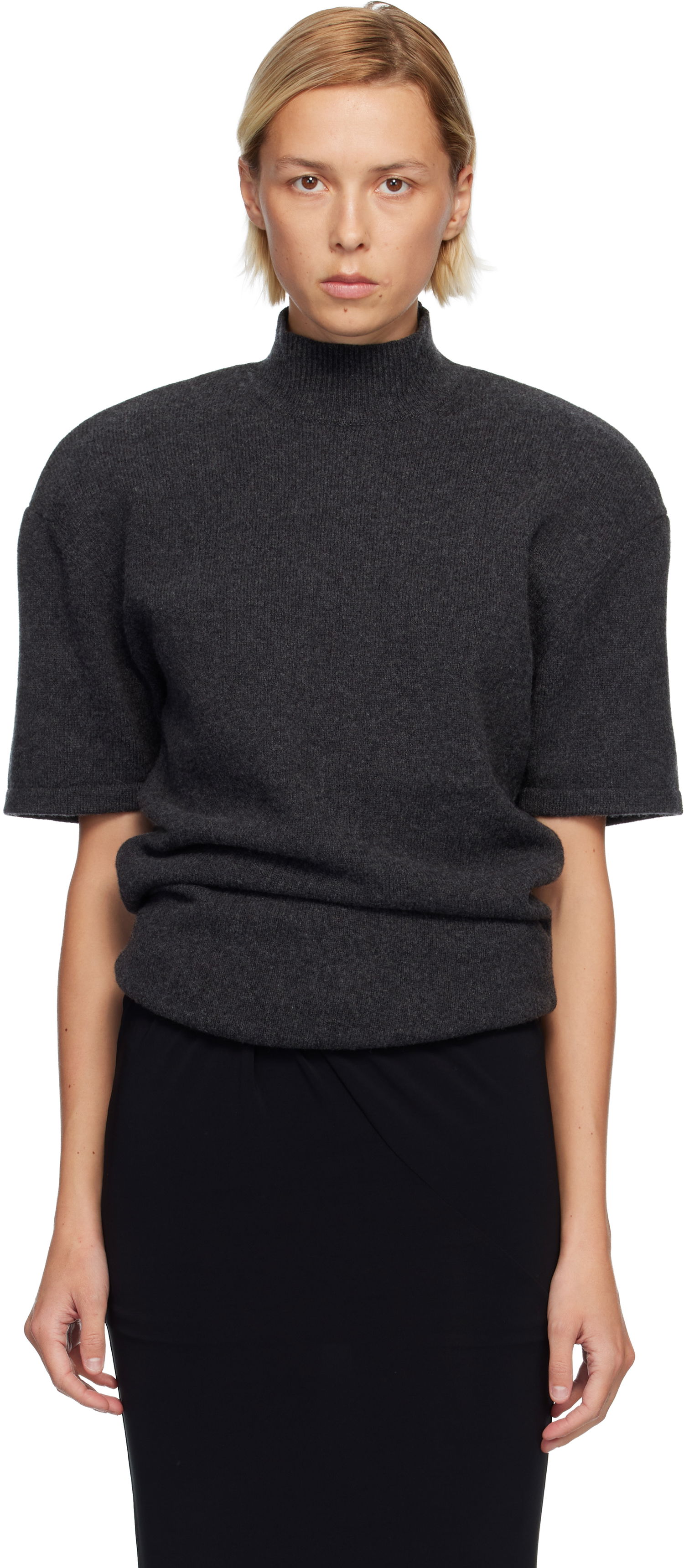Sveter Jacquemus 'The Castagna' Short Sleeve Knit Mock-Neck Top Šedá | 25HSWW00629AK00282, 0