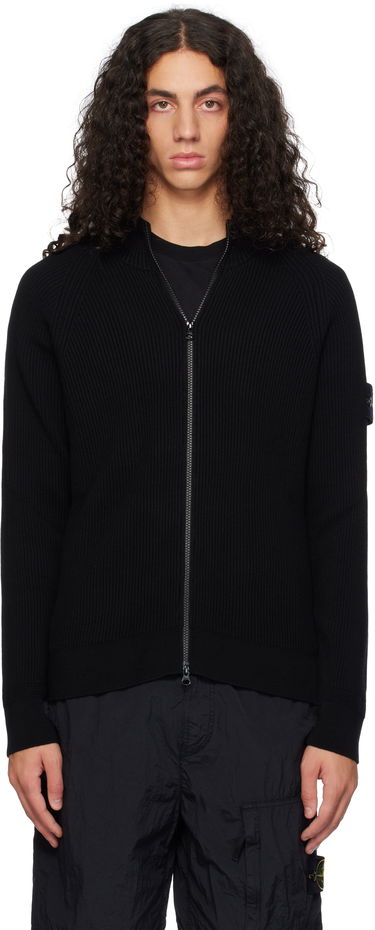 Sveter Stone Island Full Rib RWS Wool Zip-Up Jacket Čierna | 8115519C2, 0