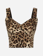 Dolce & Gabbana Leopard Charmeuse Bustier Top