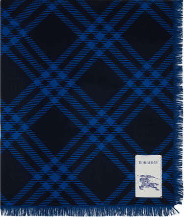 Šál Burberry Burberry Wide Check Wool Silk Scarf Modrá | 8110161, 0