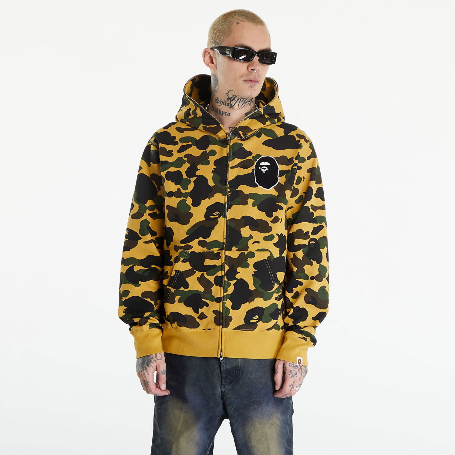 Mikina BAPE A BATHING APE 1St Camo Full Zip Hoodie Yellow Žltá | 001ZPK301004M YEL, 0