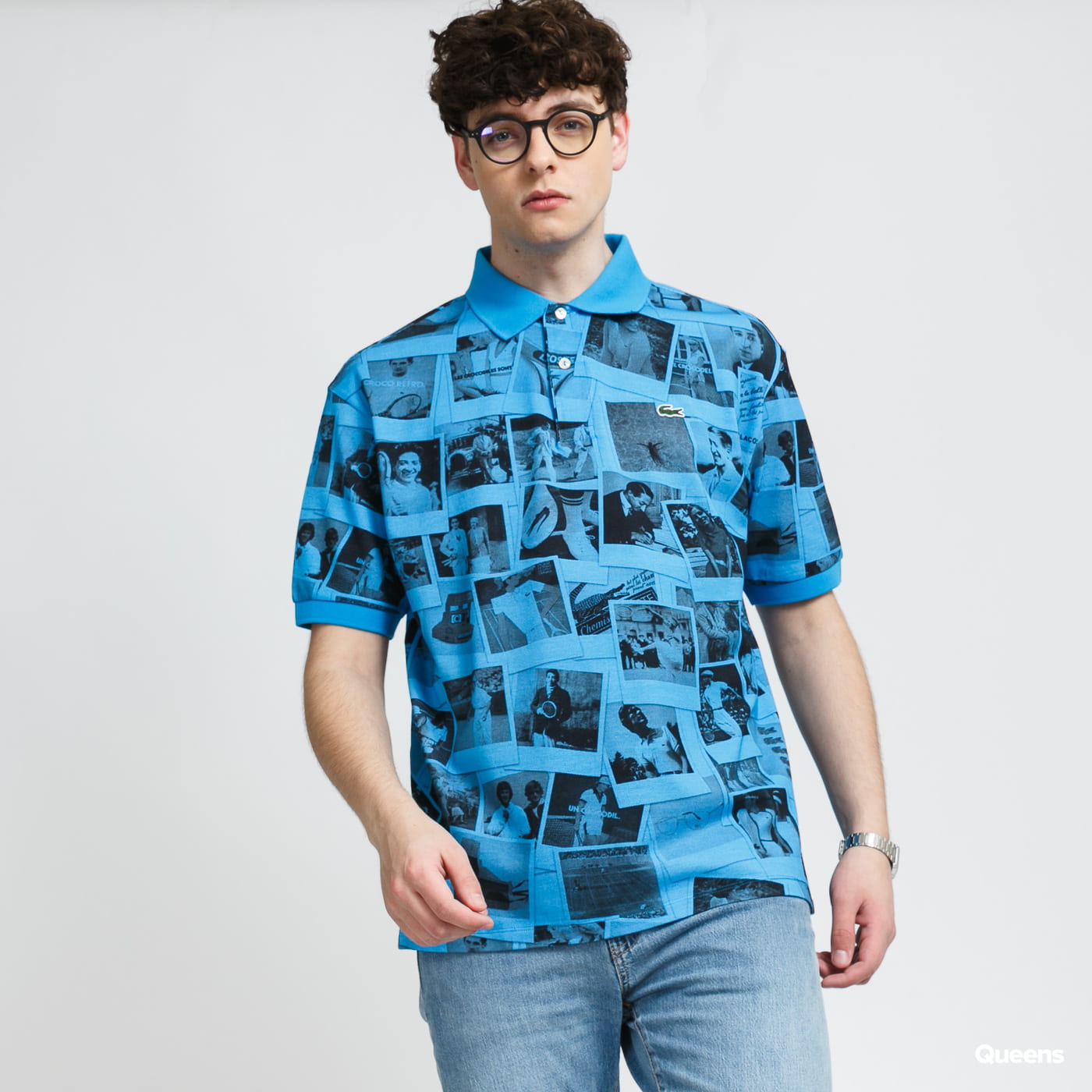 Polo tričko Lacoste Live Polaroid x Loose Fit Print Polo Shirt Modrá | PH2182 BLW, 0