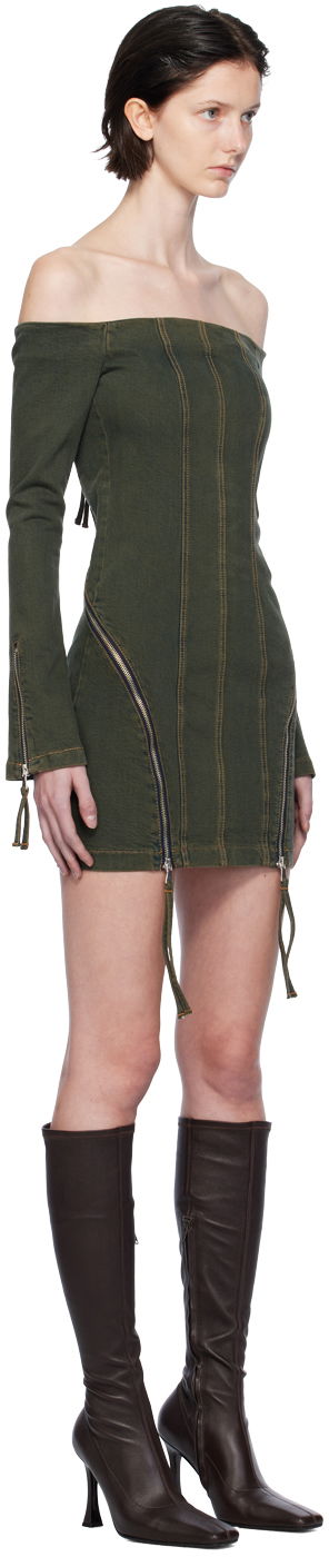 Šaty Blumarine Off-The-Shoulder Denim Minidress Zelené | A344J036A, 1