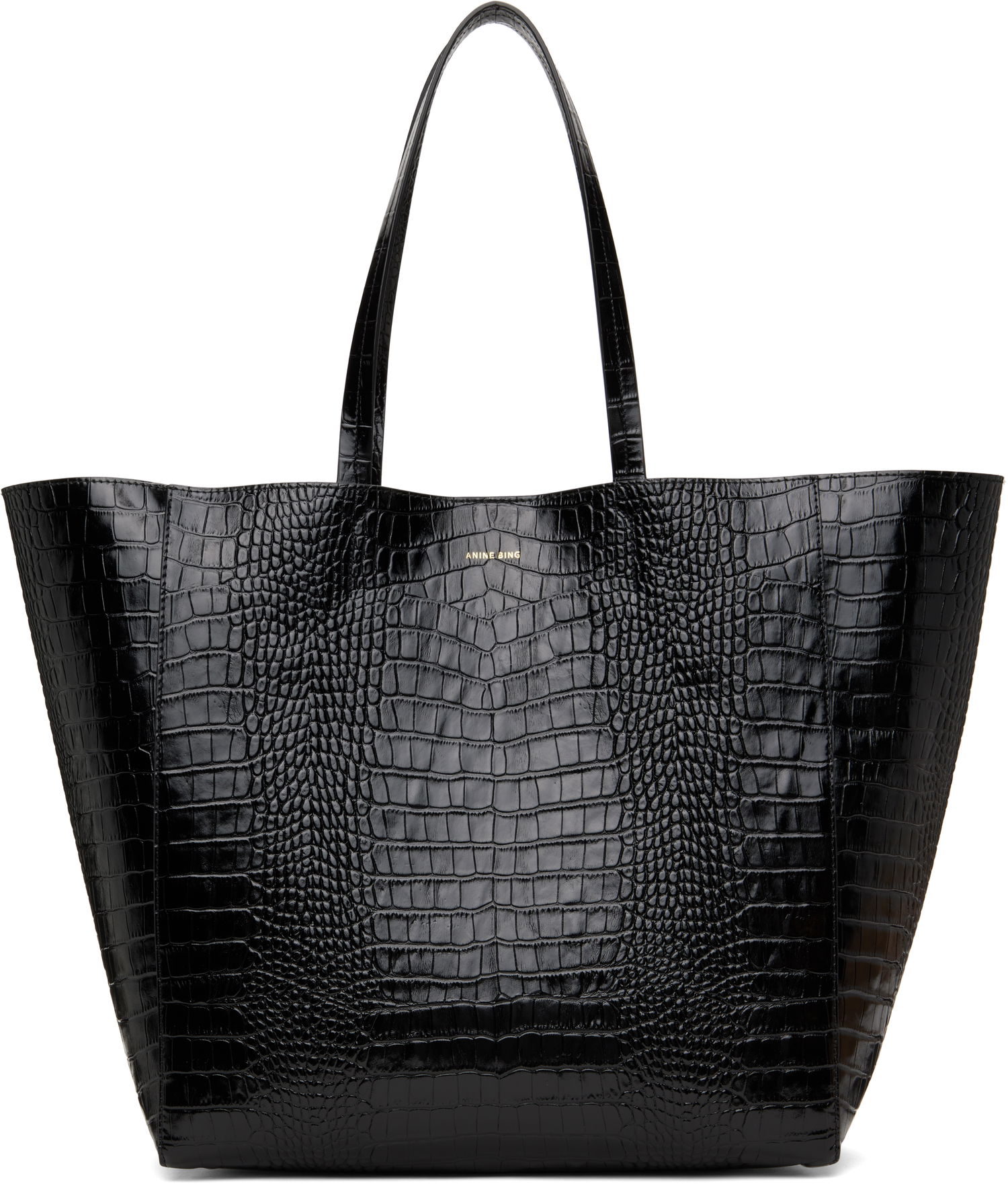Tote bag Anine Bing Crocodile Embossed Leather Tote Bag Čierna | A-13-10375-010, 0