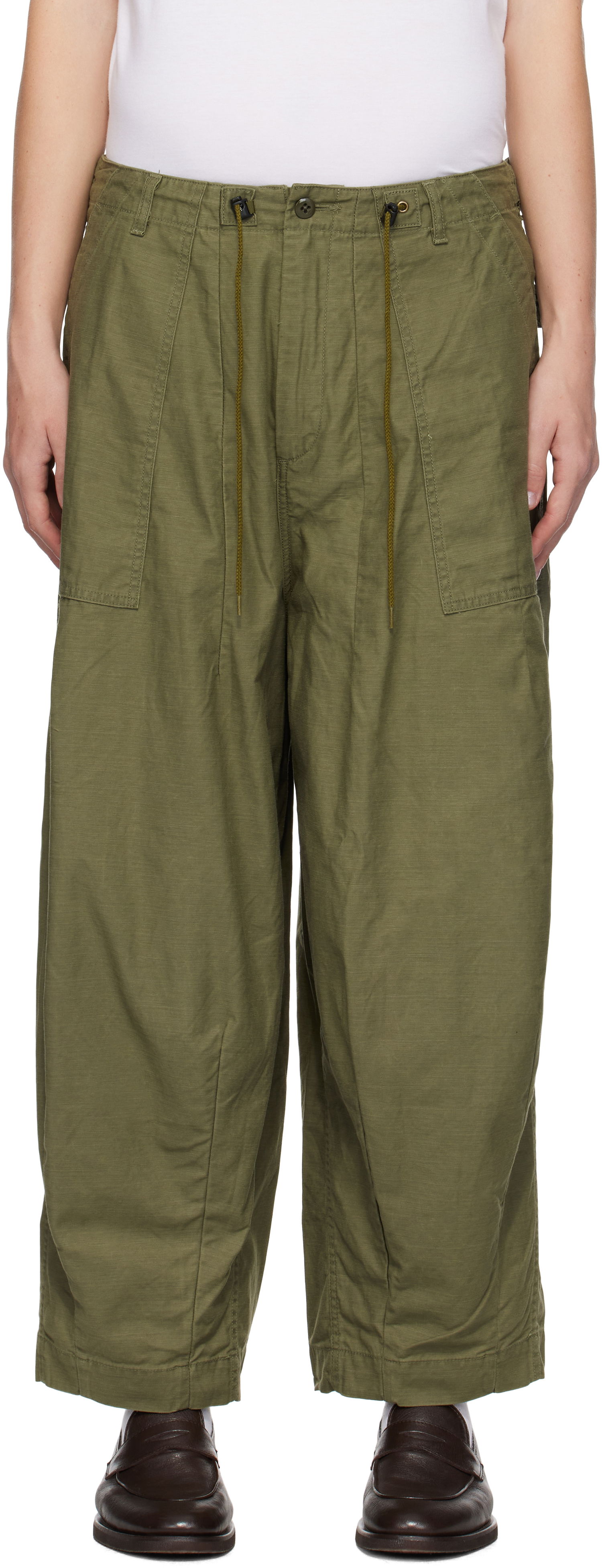 Nohavice Needles Fatigue Trousers Zelené | PU246, 0