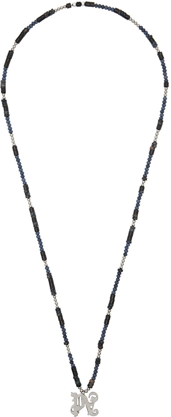 Náhrdelník Palm Angels Navy 'PA' Monogram Necklace Navy | PMOB122F24MAT0011072, 0