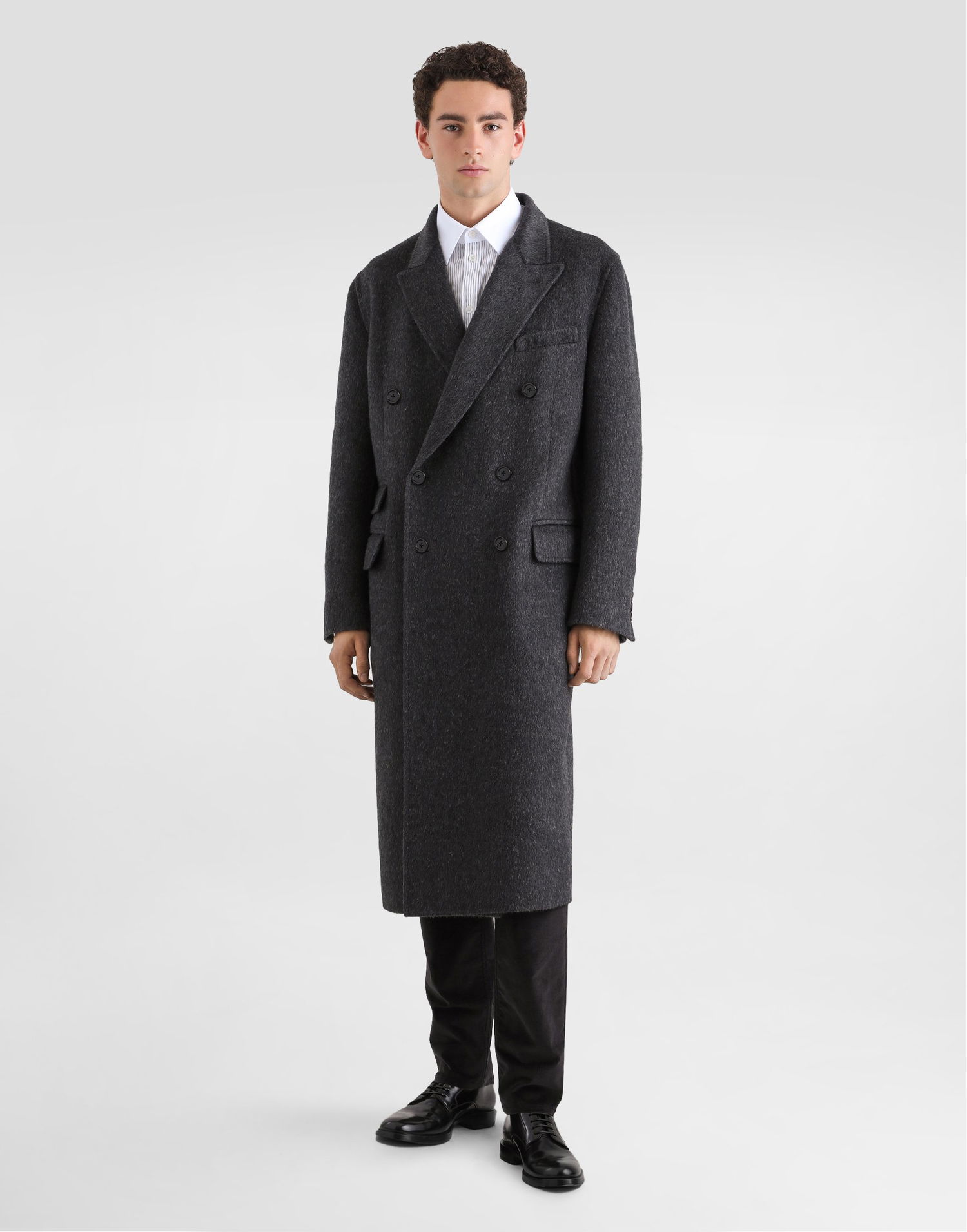 Kabáty Dolce & Gabbana Dolce & Gabbana Double-breasted Wool and Cashmere Coat Šedá | G052NTGJ749S8291, 1