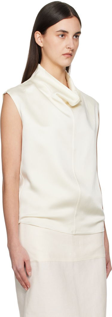 Tielko TOTEME TOTEME Sleeveless Funnel Neck Blouse Biela | 251-WRT0460-FB0344, 1