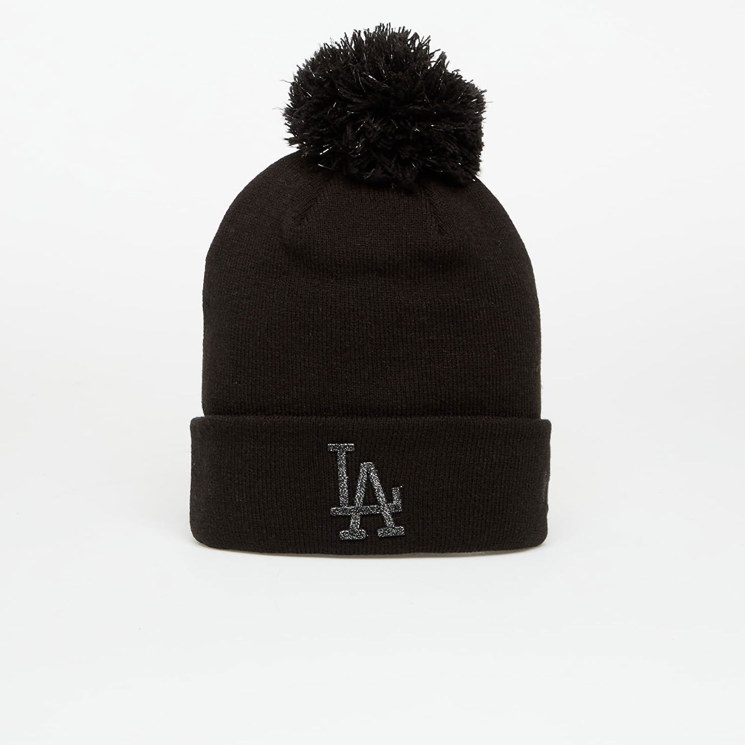 Kulicha New Era Los Angeles Dodgers MLB Knit Medium Metallic Bobble Beanie Čierna | 60691350, 0