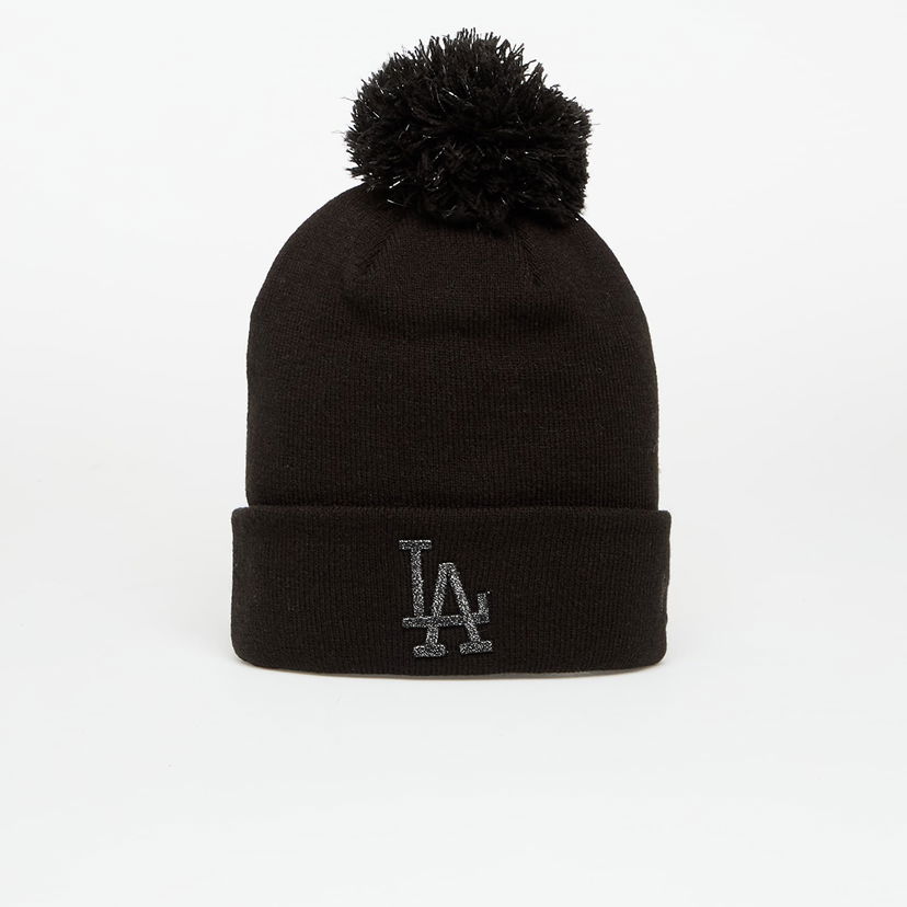 Kulicha New Era Los Angeles Dodgers MLB Knit Medium Metallic Bobble Beanie Čierna | 60691350