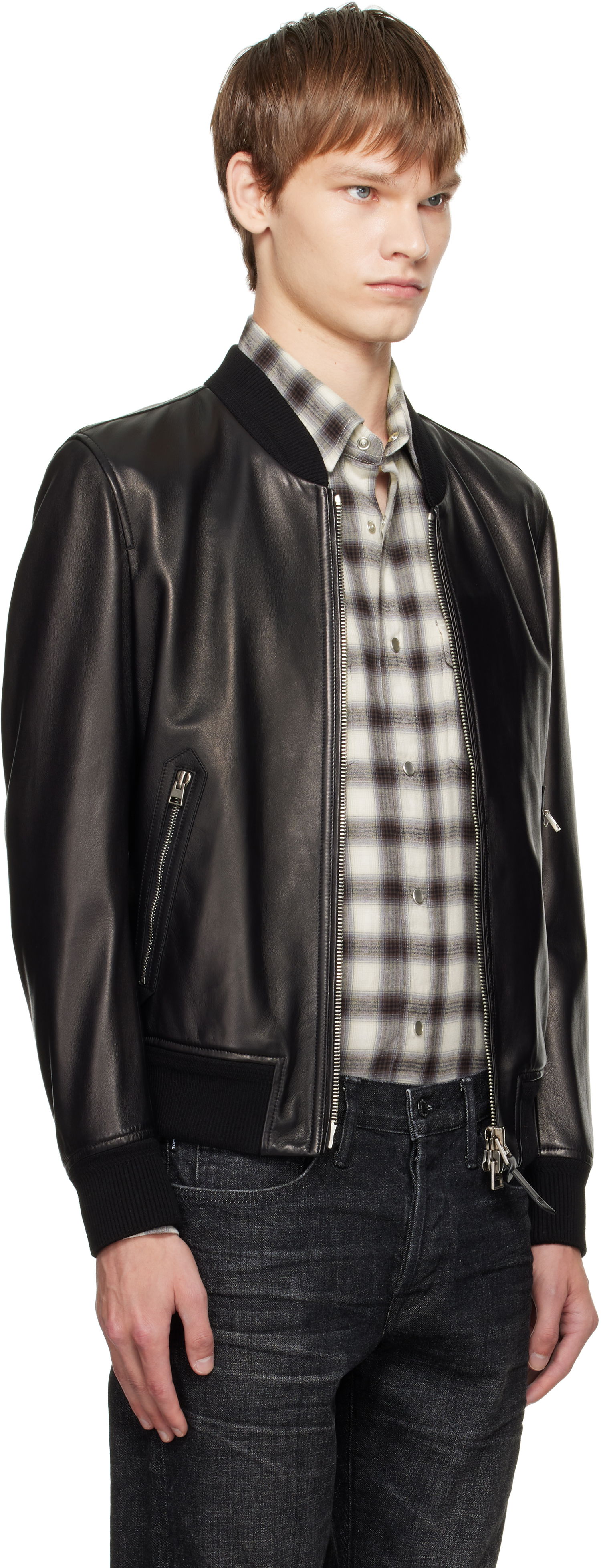 Bomber bunda Tom Ford TOM FORD Shiny Nappa Plonge Leather Bomber Jacket Čierna | LBS029-LMN029, 1