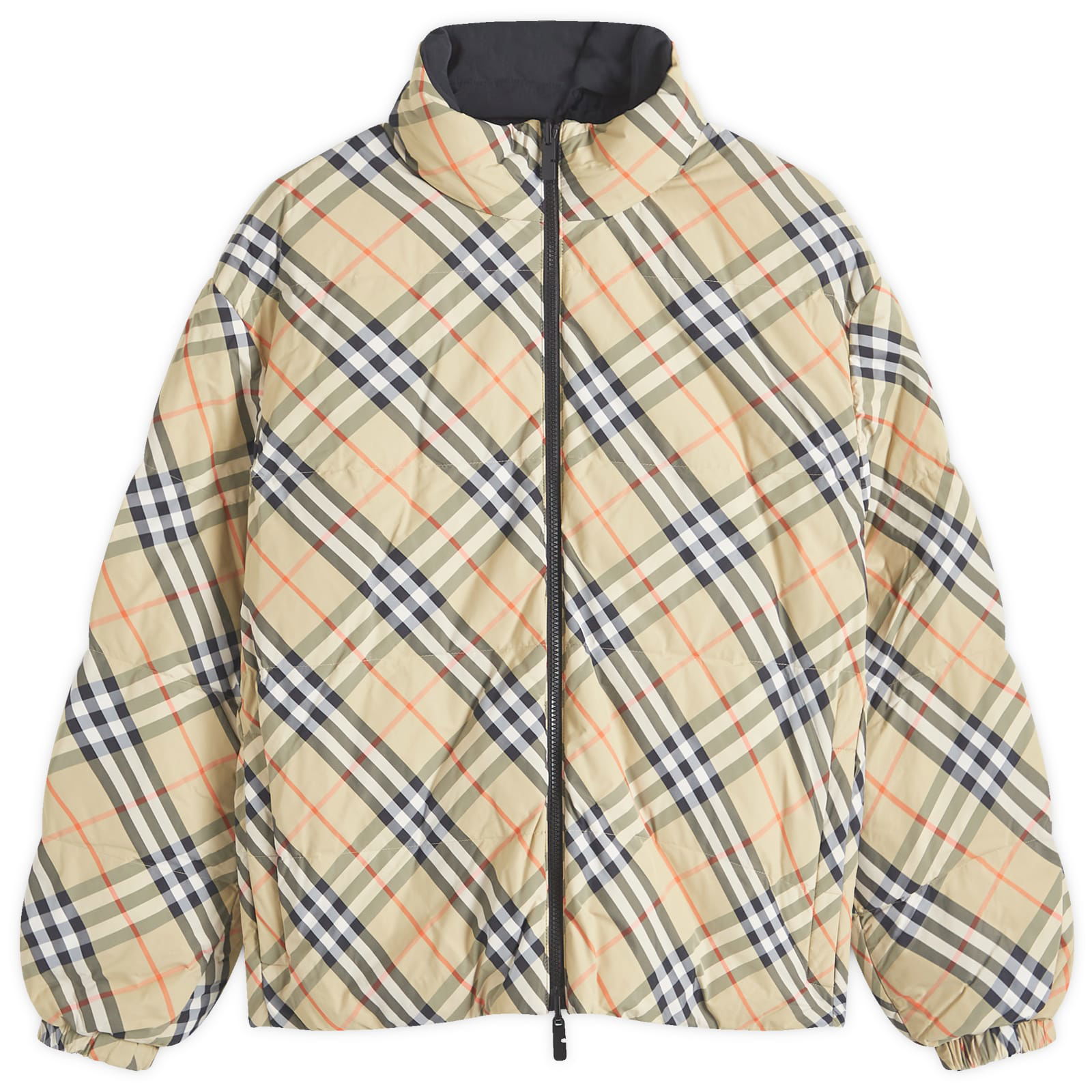 Nylon Check Puffer Jacket