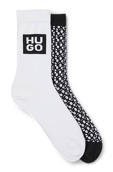 Ponožky BOSS Two-Pack of Regular-Length Cotton-Blend Socks Biela | 50531223