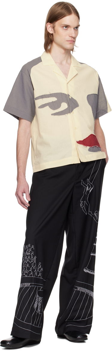 Košeľa KidSuper KidSuper Patchwork Face Linen Camp Shirt Žltá | SS25-SST-01, 3