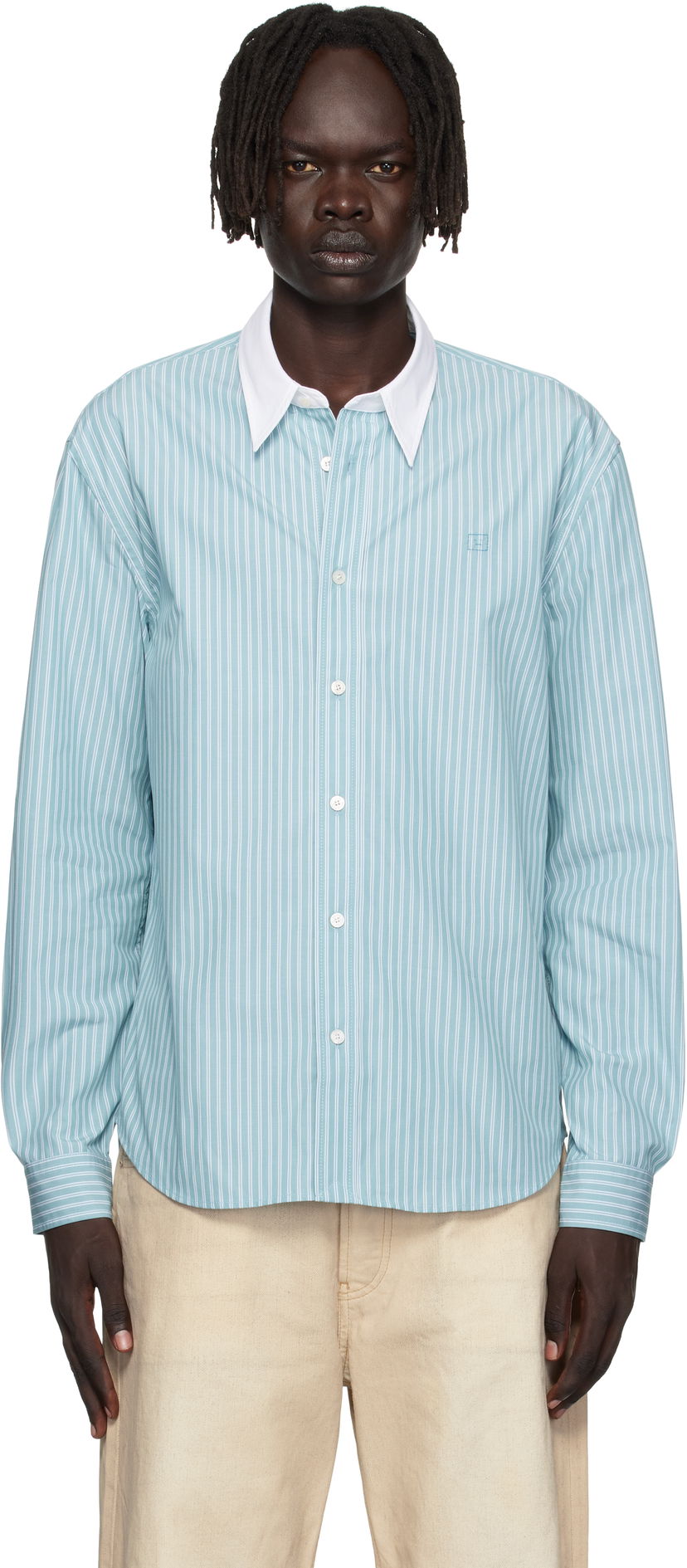Košeľa Acne Studios Acne Studios Striped Button-Up Shirt Tyrkysová | CB0114-