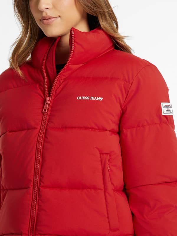 Prešívaná bunda GUESS Crop Puffer Jacket Červená | W4BL20WGII2