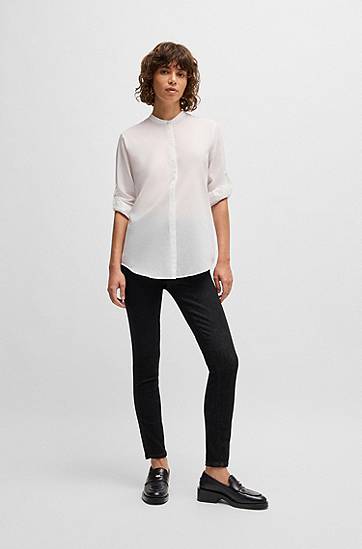 Košeľa BOSS Regular Fit Cotton Blend Chambray Blouse Biela | 50513783, 1