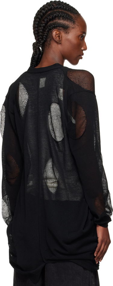 Sveter Yohji Yamamoto YOHJI YAMAMOTO Plain Stitch & Pattern Draped Cardigan Čierna | FP-K12-982, 2