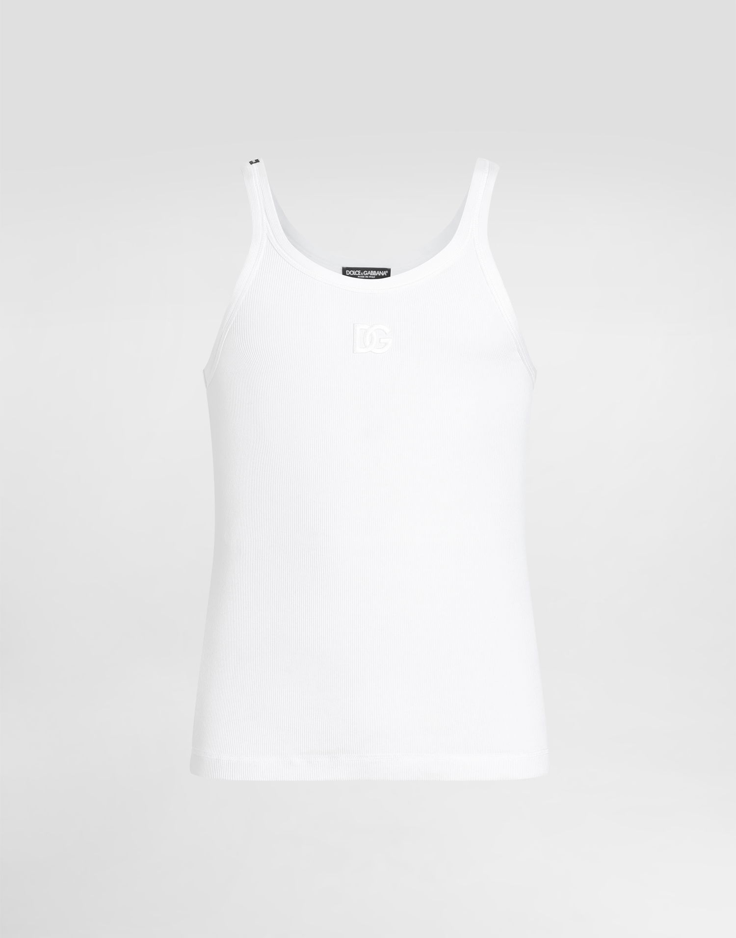 Tielko Dolce & Gabbana Dolce & Gabbana Embroidered Cotton Tank Top Biela | G8PA8ZG7PGPW0800, 0
