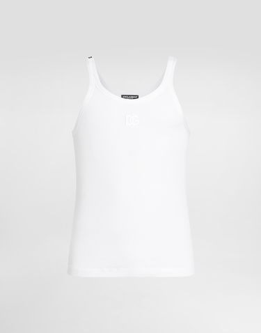 Tielko Dolce & Gabbana Dolce & Gabbana Embroidered Cotton Tank Top Biela | G8PA8ZG7PGPW0800, 0