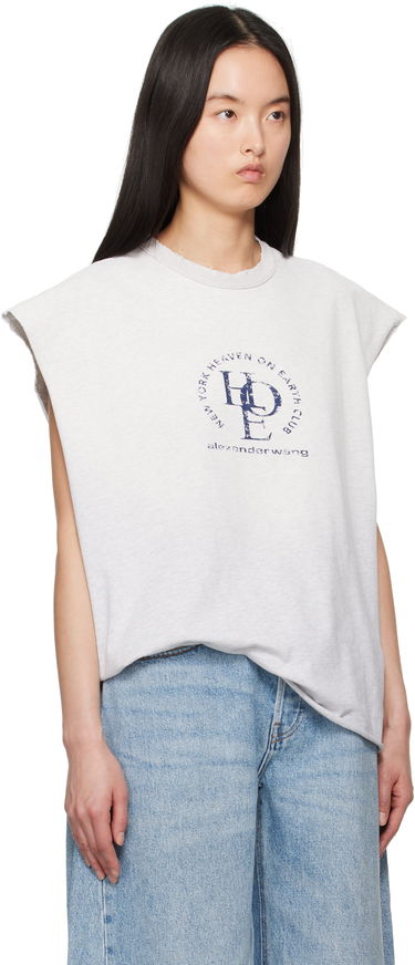 Tričko Alexander Wang Alexander Wang Distressed Logo Oversized Muscle T-Shirt Šedá | UCC2251809, 4