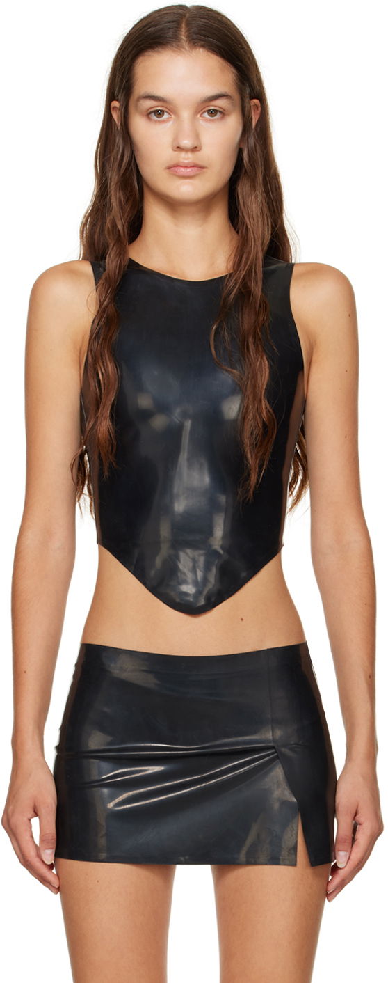 Sukňa Miaou Miaou Jinx Latex Tank Top Čierna | 7044LTXBLK, 0