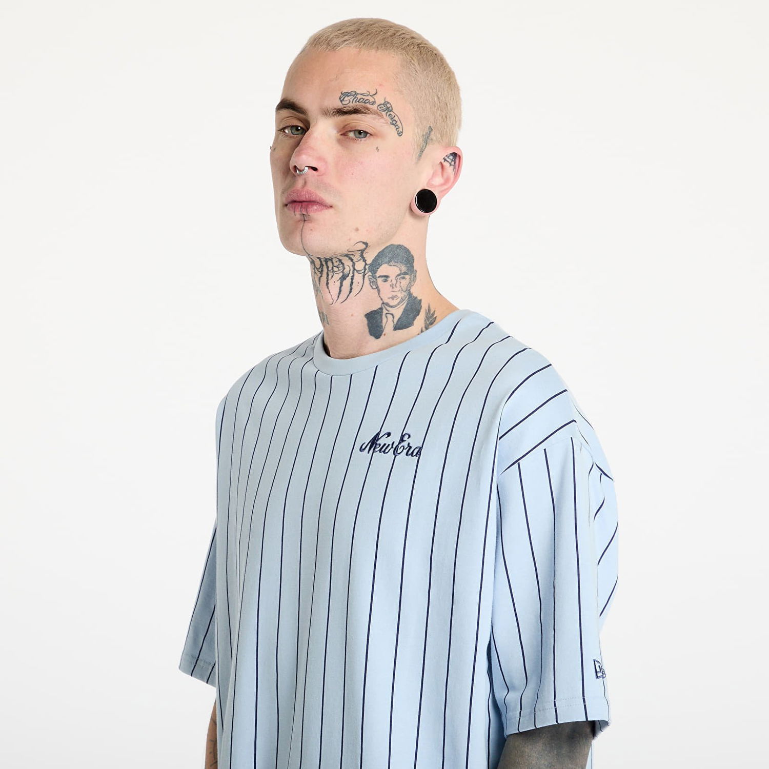 Tričko New Era New Era Pinstripe Oversized T-Shirt Modrá | 60596613, 1