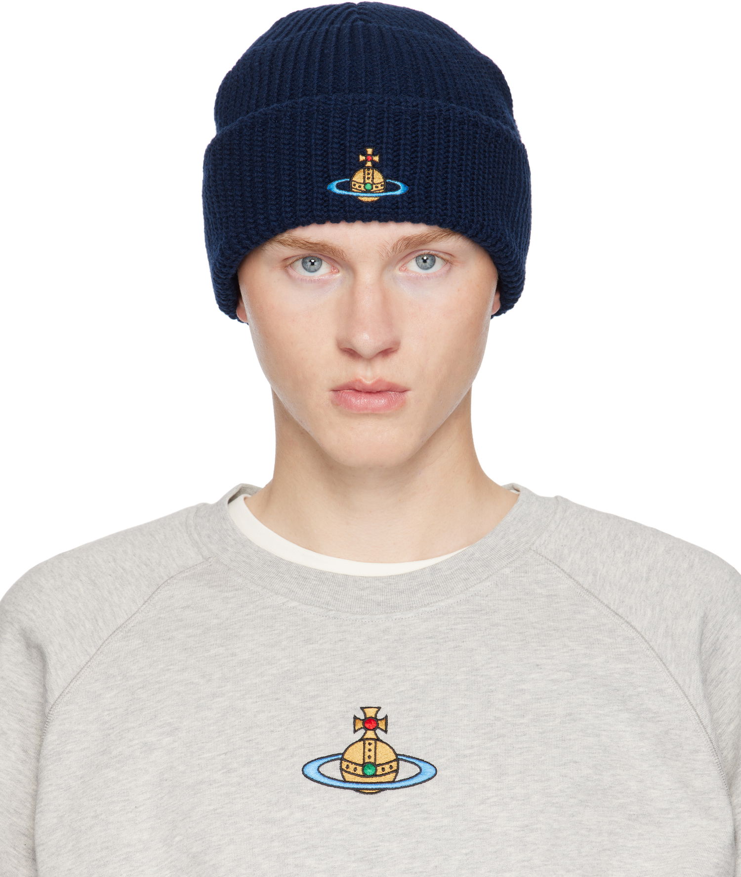 Kulicha Vivienne Westwood Beanie With Logo Navy | 8102000A-K004B-, 0