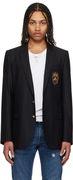 Dolce&Gabbana Single-Breasted Wool & Silk Blazer with Patch