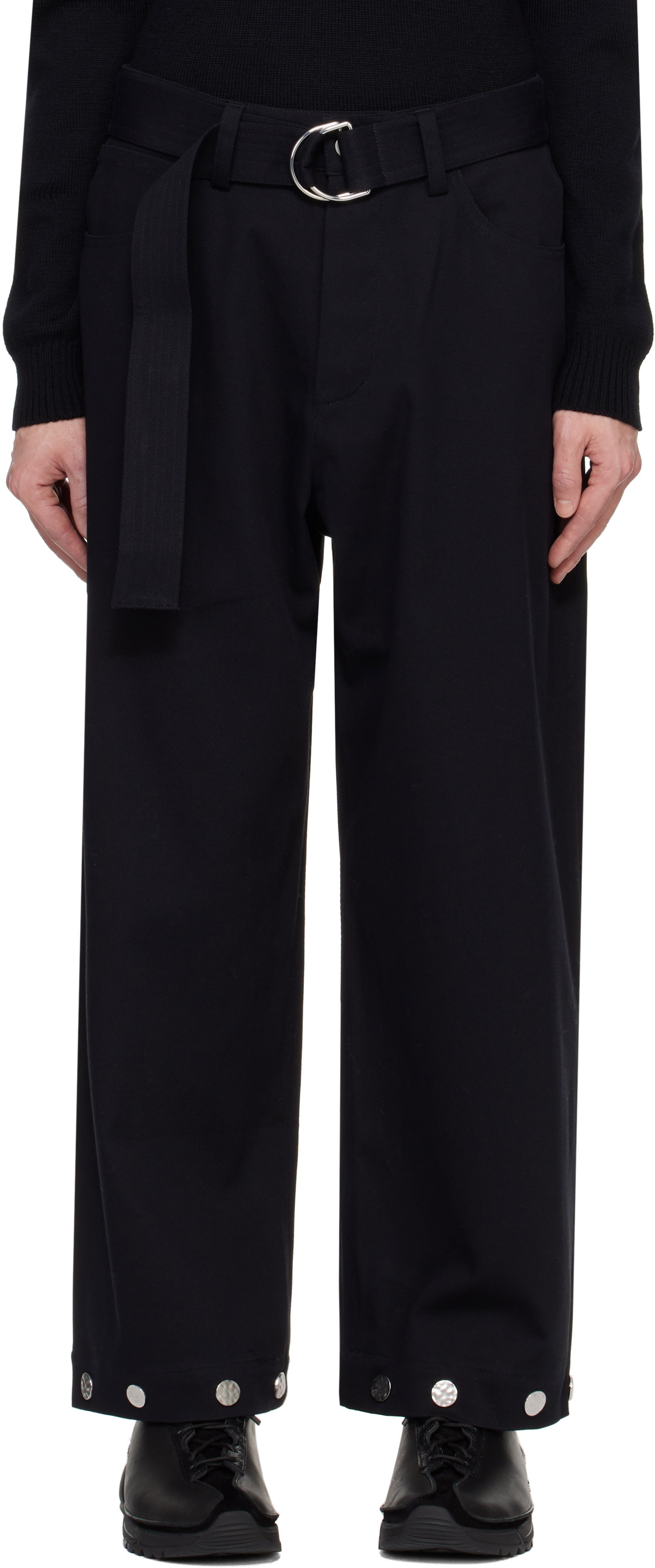 Nohavice Nanushka Nanushka Dallin Wide-Leg Trousers with D-Ring Belt Čierna | NM24FWPA03758, 0