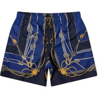 Men's Nautical Print Swim Short Blue/Gold