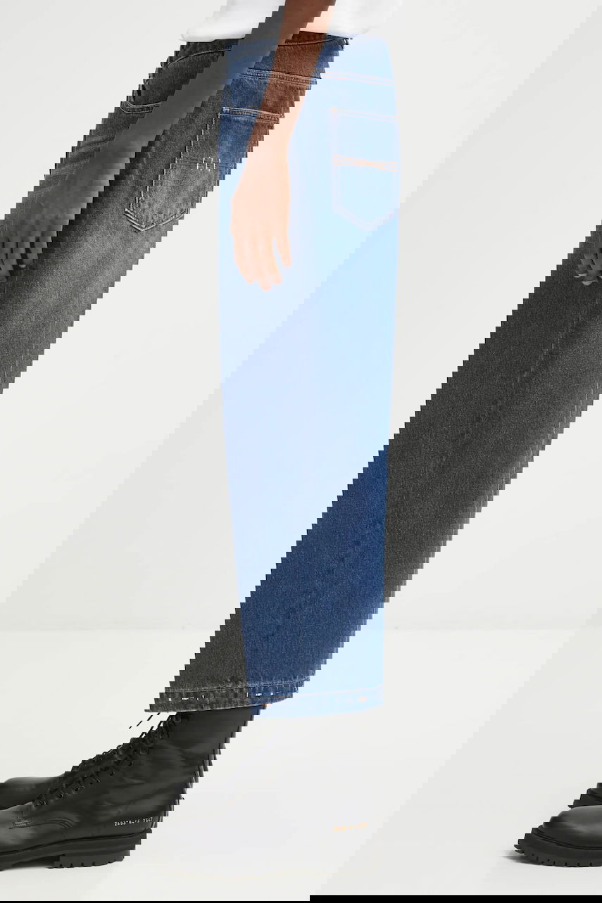 Džínsy ADER ERROR Ader Error DENIM Cropped Wide-Leg Jeans with Front Seam and Embellished Hem Modrá | BO01FWJE0112BL, 1