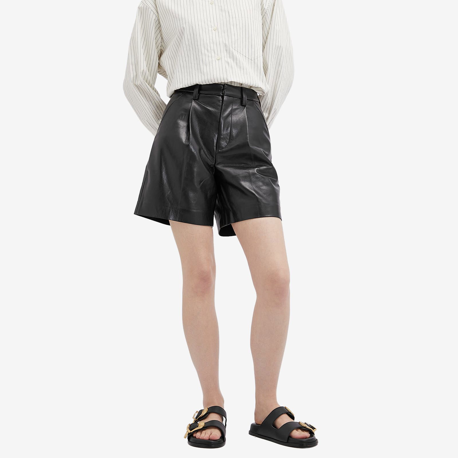 Carmen Black Leather Shorts