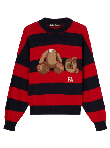 Sveter Palm Angels Bear Striped Sweater Červená | PMHE007S22KNI0014660