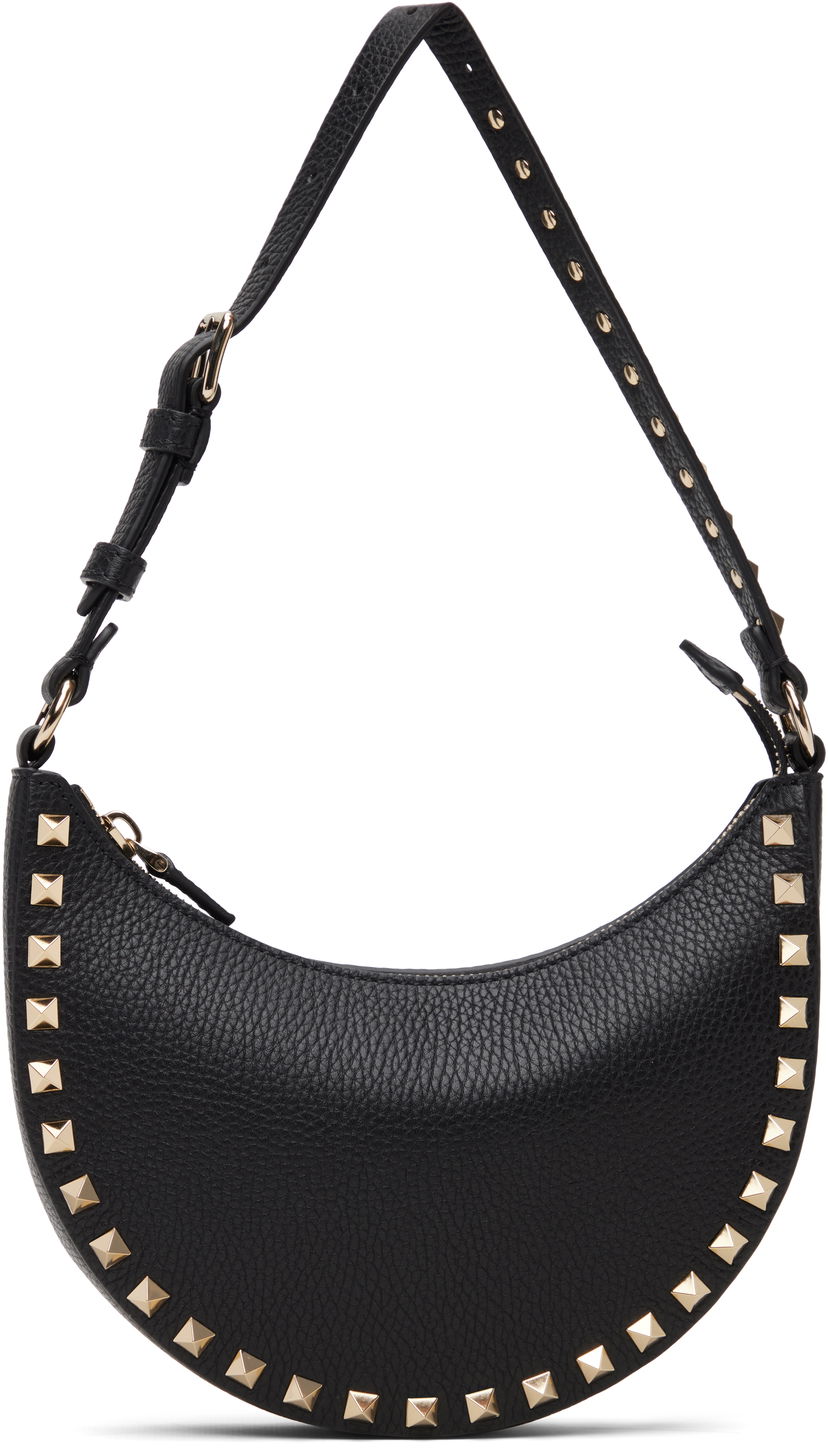 Taška cez rameno Valentino Garavani Mini Rockstud Studded Crescent Bag Čierna | 7W2P0AI7VSH