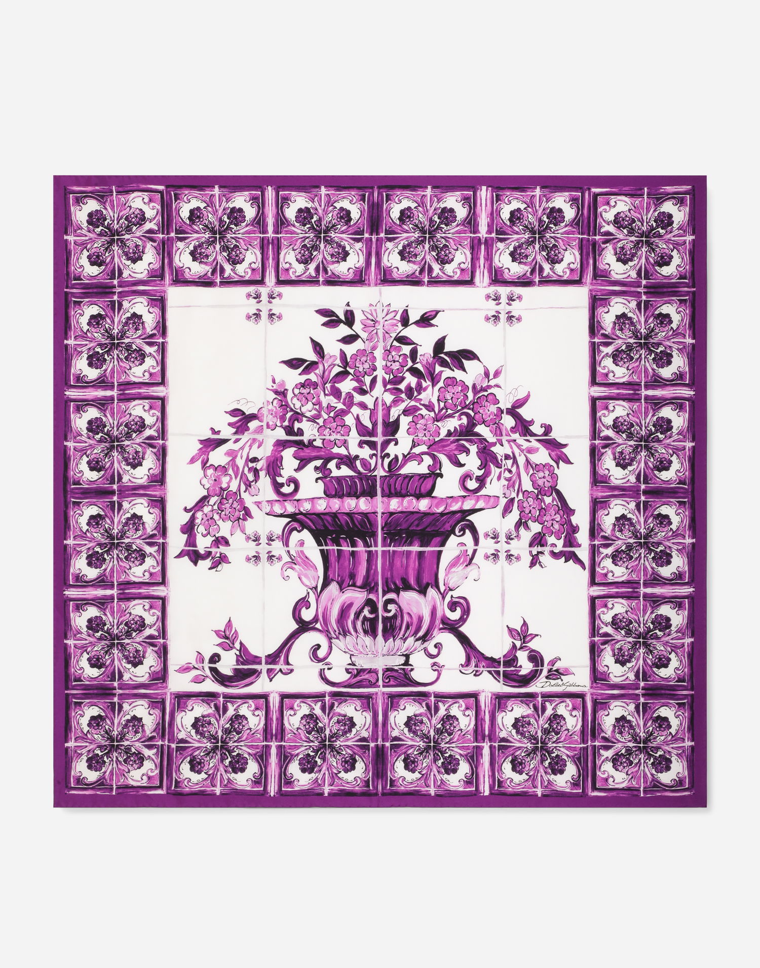Šál Dolce & Gabbana Dolce & Gabbana Majolica Print Silk Twill Foulard Fialová | FN090RGDAOZHP3OA, 0