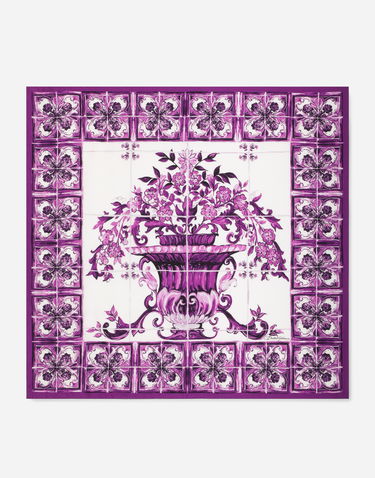 Šál Dolce & Gabbana Dolce & Gabbana Majolica Print Silk Twill Foulard Fialová | FN090RGDAOZHP3OA, 0