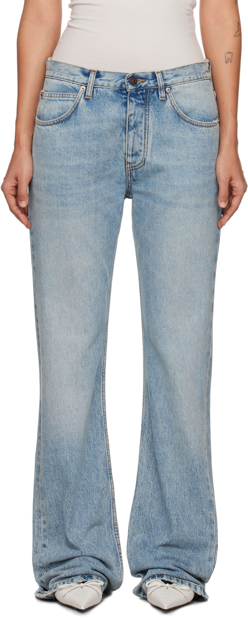 Džínsy Balenciaga Low Waist Straight Jeans Modrá | 794047 TDW14