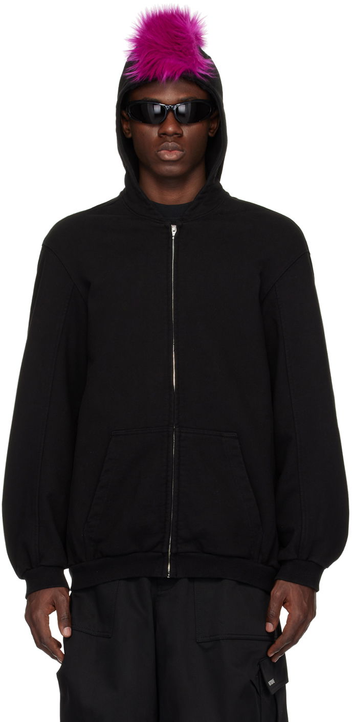 Mikina We11done We11done Zip-Up Faux-Fur Hoodie Čierna | WD-TJ1-24-884-U-BK, 0