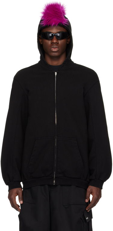 Mikina We11done We11done Zip-Up Faux-Fur Hoodie Čierna | WD-TJ1-24-884-U-BK, 0