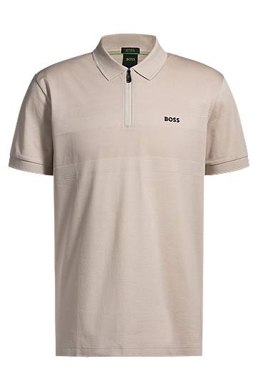Polo tričko BOSS BOSS Zip Neck Polo Shirt Béžová | 50538177, 0