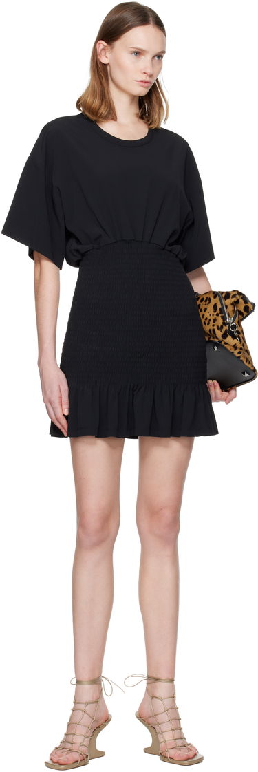 Šaty The Attico Fluid Cady Smocked Waist Ruffled Hem Minidress Čierna | 251WCA00452 ACC002AA, 3