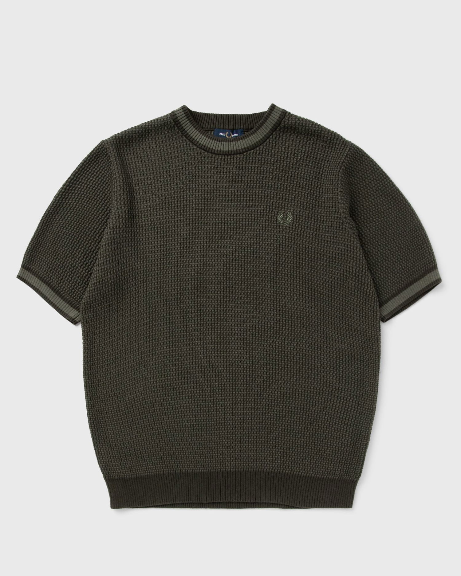 Tričko Fred Perry Textured Knitted T-Shirt With Short Sleeves Zelené | K6538-408, 0