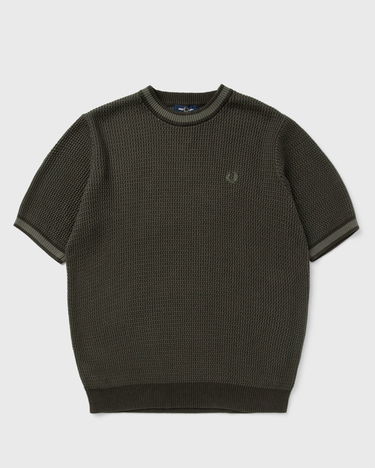 Tričko Fred Perry Textured Knitted T-Shirt With Short Sleeves Zelené | K6538-408, 0