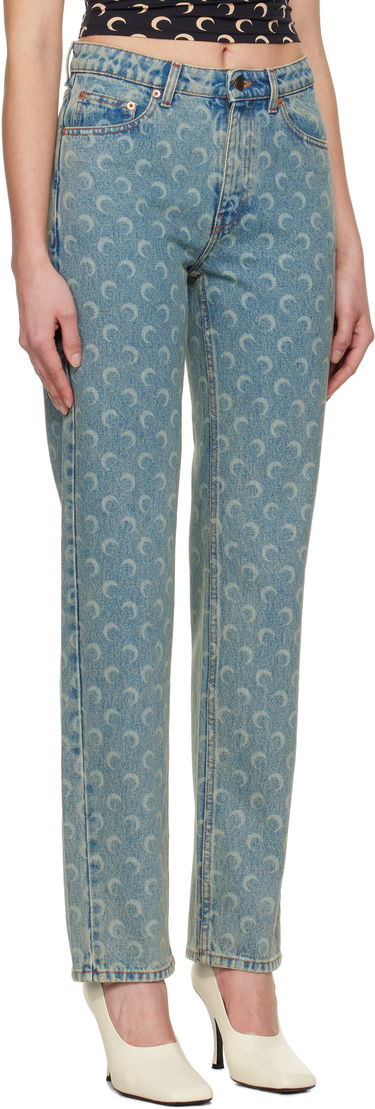 Džínsy Marine Serre Marine Serre Moon Laser Straight Jeans Modrá | WPA128A CDEN0003, 1