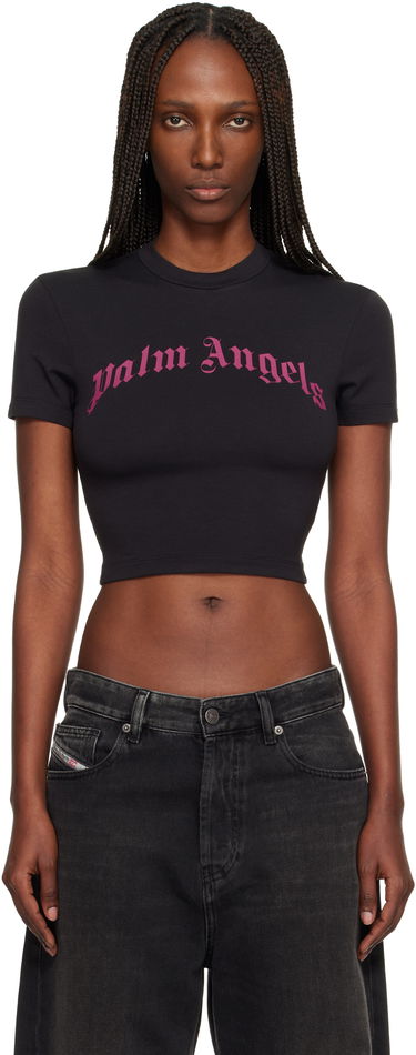 Crop Top Palm Angels Curved Logo Baby T-shirt Čierna | PWAA077F25JER0021032, 0
