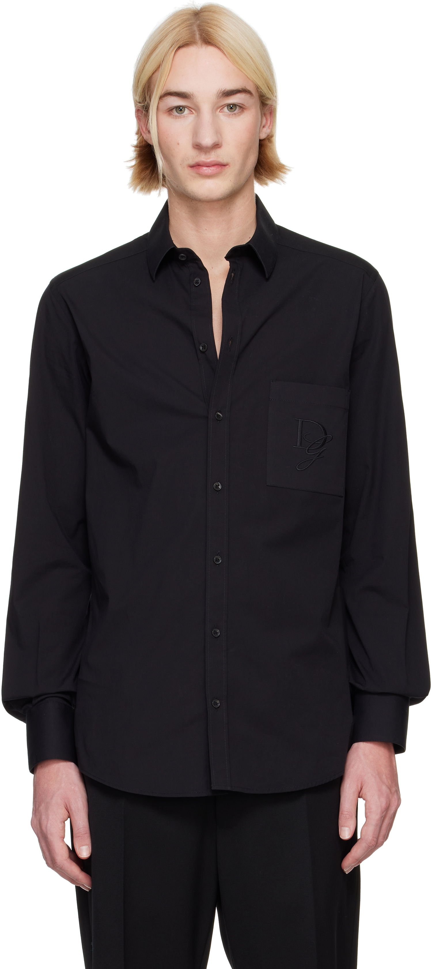 Košeľa Dolce & Gabbana Dolce&Gabbana Shirt With Logo Patch Čierna | G5ML0ZFU5EW, 0