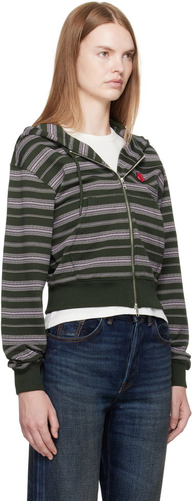 Mikina KENZO Kenzo Paris 'Boke Flower' Striped Cropped Hoodie Zelené | FF62HO1504MS, 1