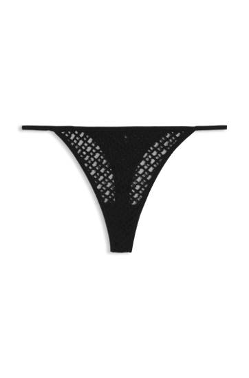 Nohavičky BOSS Monogram Lace Thong with Logo Trim Čierna | 50520383, 0